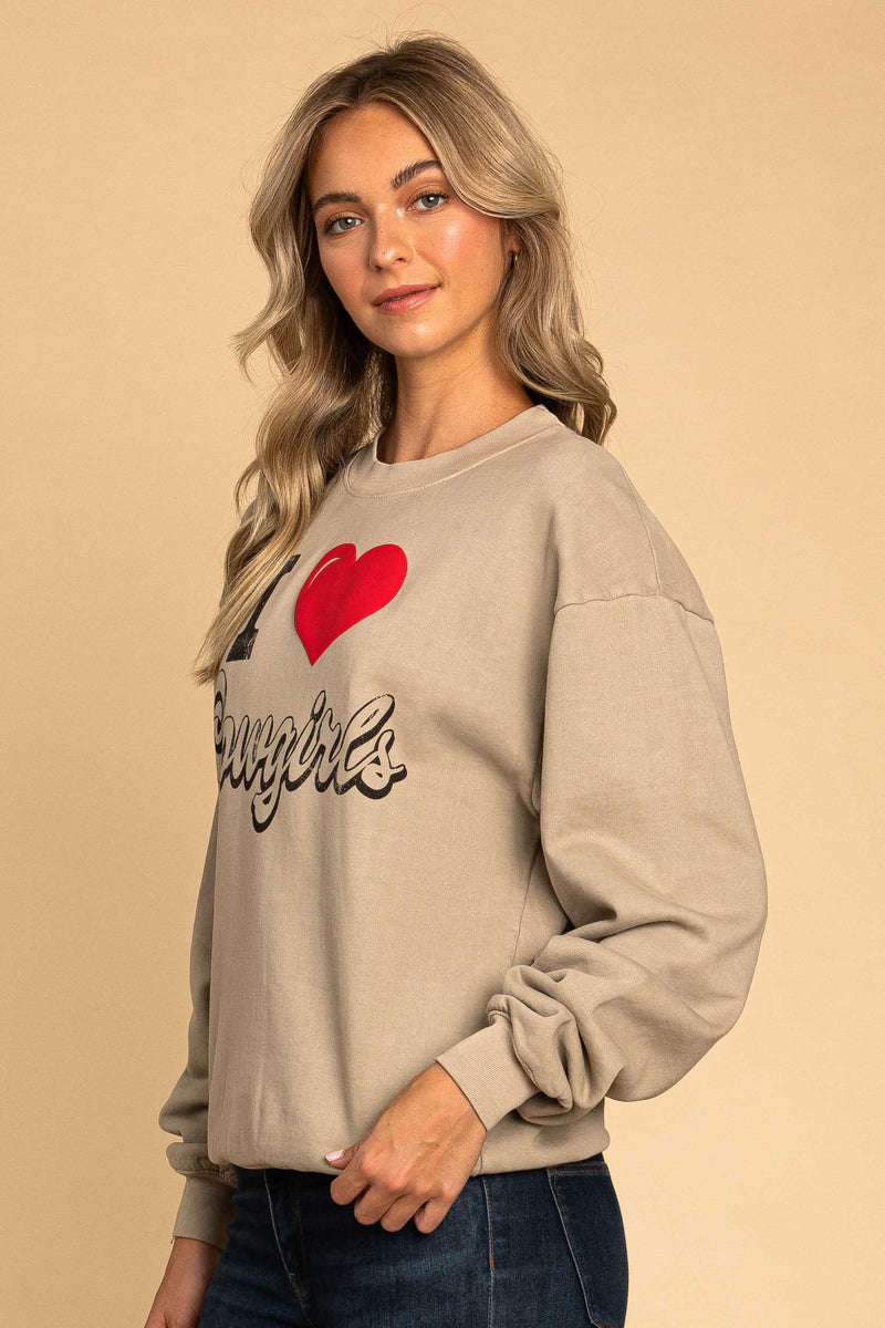 I ❤️ Cowgirls Puff Print Sweatshirt