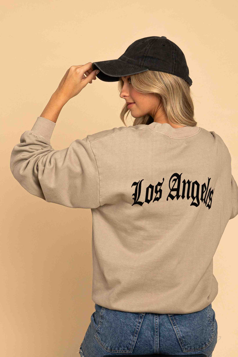 Front LA, Back Los Angeles Flocking Sweatshirt