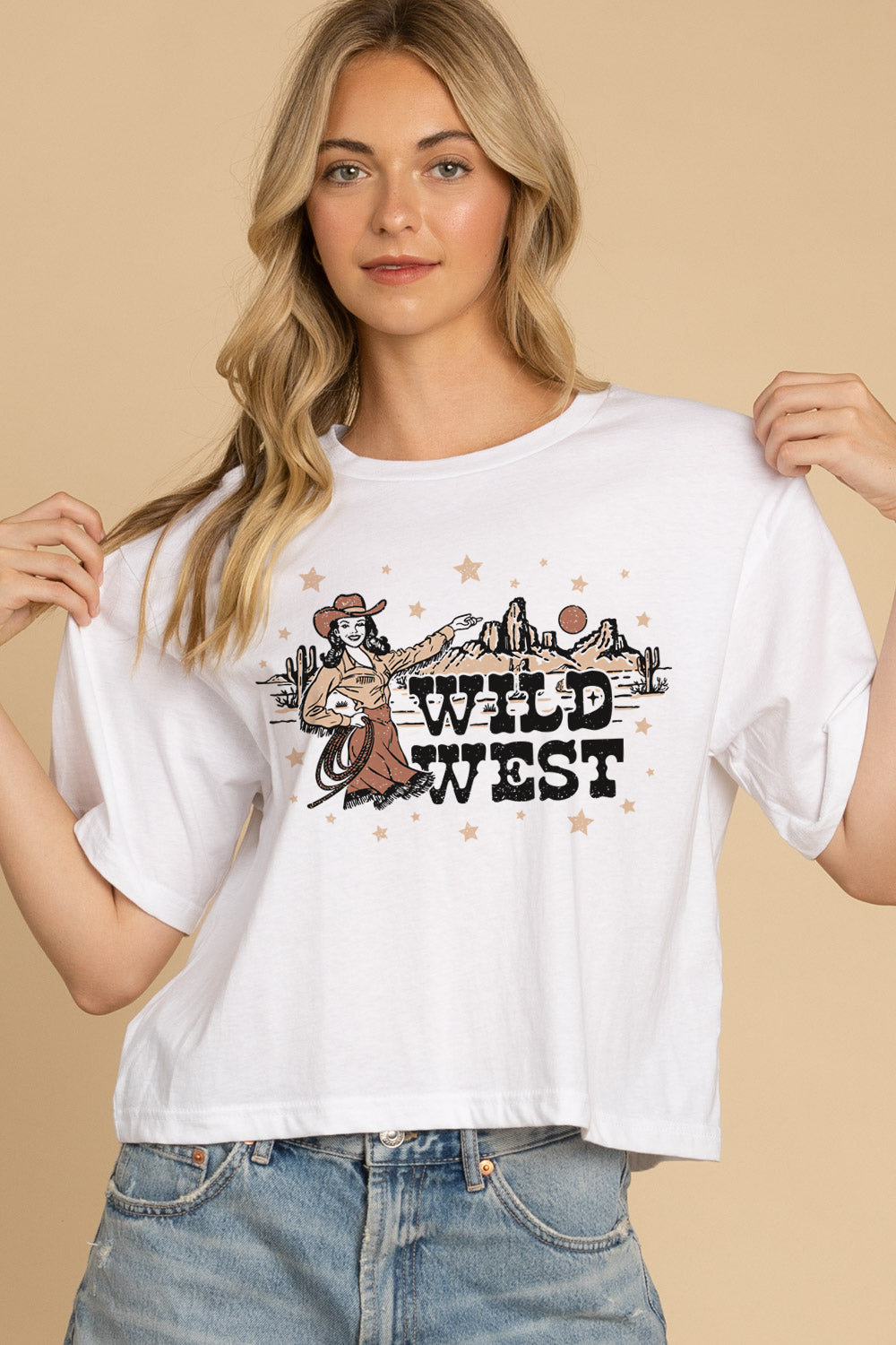 Wild West Cowgirl Crop Graphic Tee
