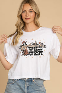 Wild West Cowgirl Crop Graphic Tee