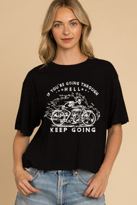 Keep Going Skeleton Biker Graphic Tee