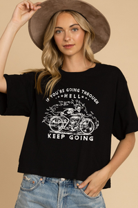 Keep Going Skeleton Biker Graphic Tee
